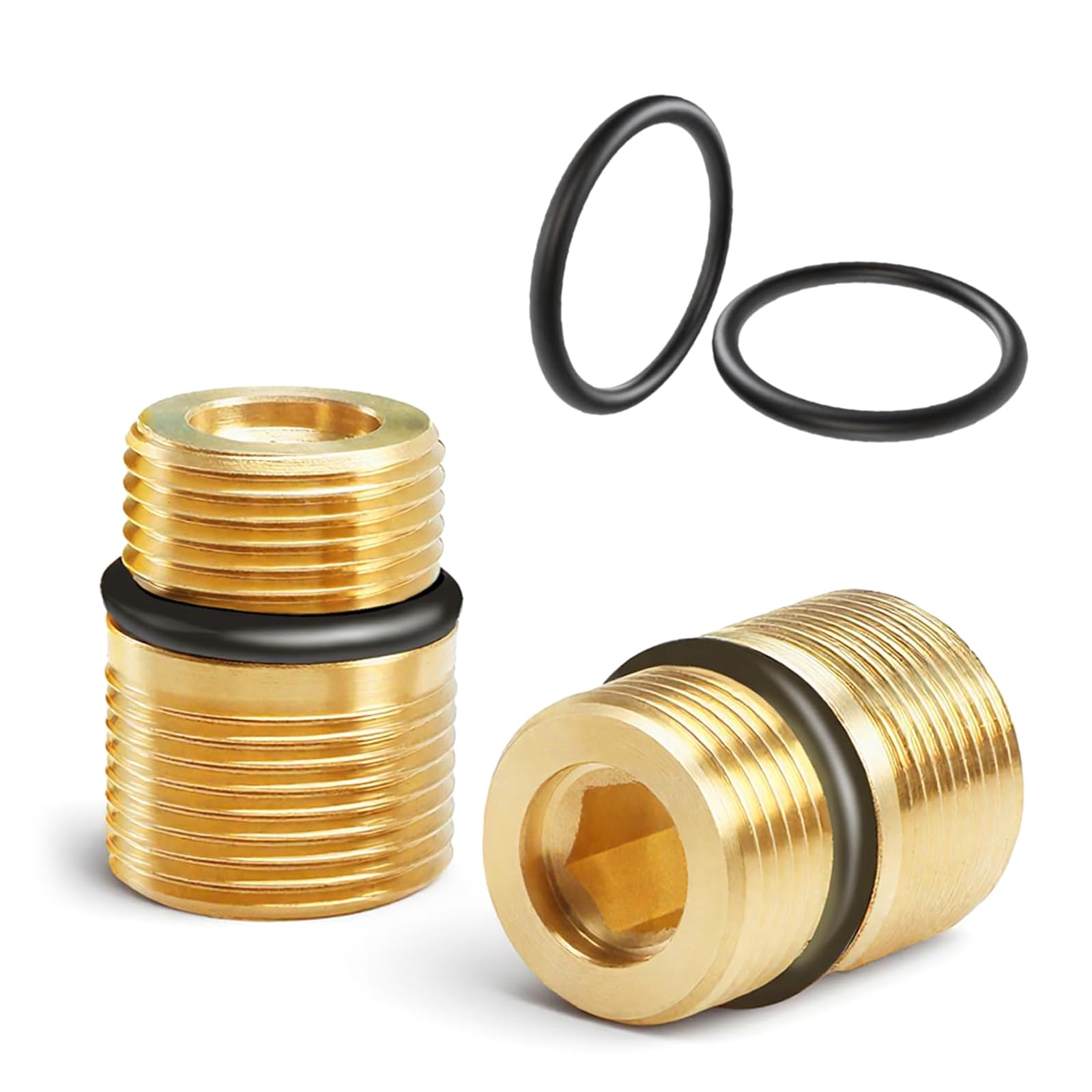 2Pcs Metal Pumps Outlet Connector Leakproof Double Seal Designs Adapters for High Pressure Cleaning Machines 4500 Double Seal Thread Washer Pumps Fitting
