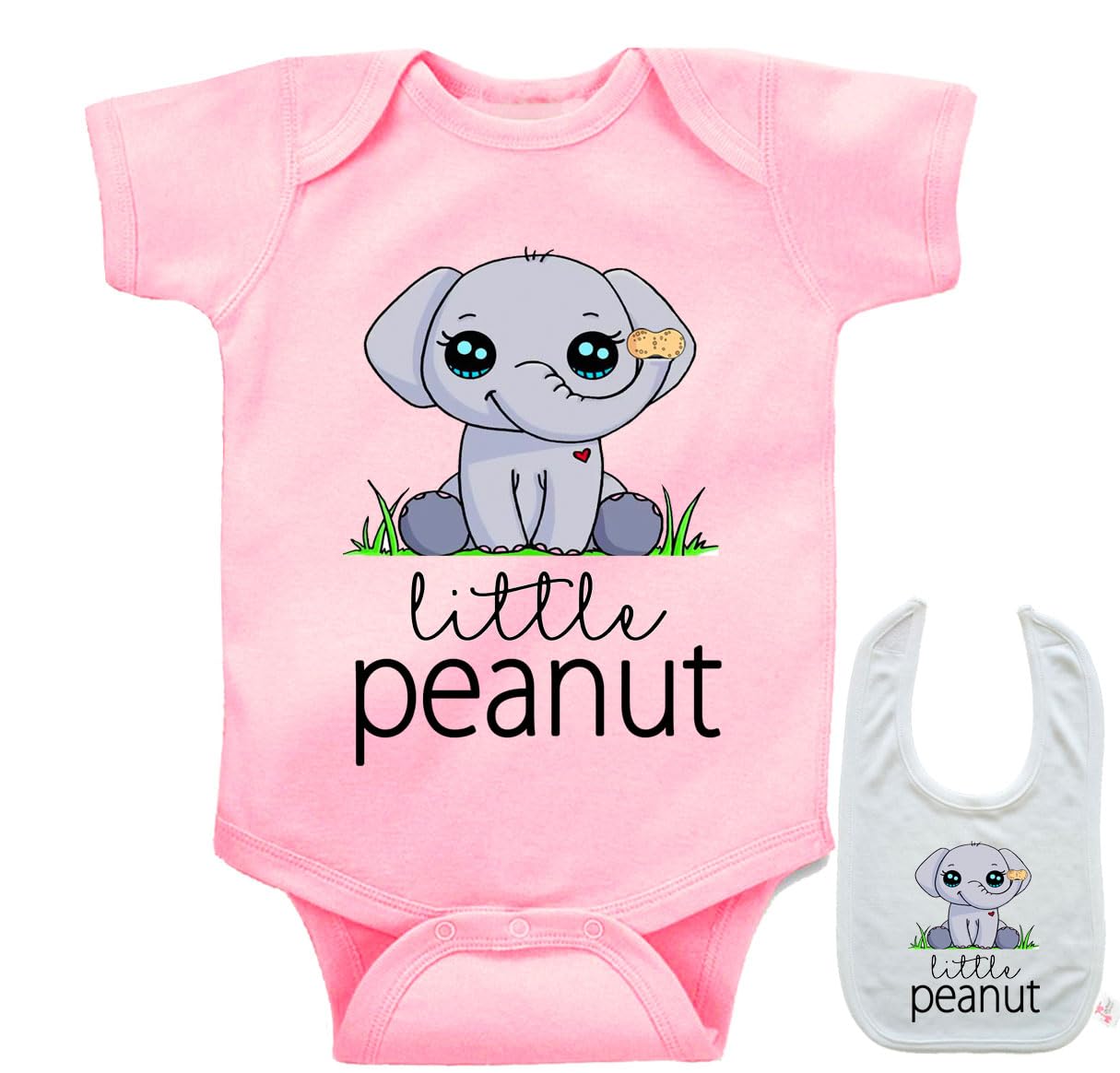 Little Peanut -Cute Novelty Funny Elephant Infant Baby bodysuit onesie bib