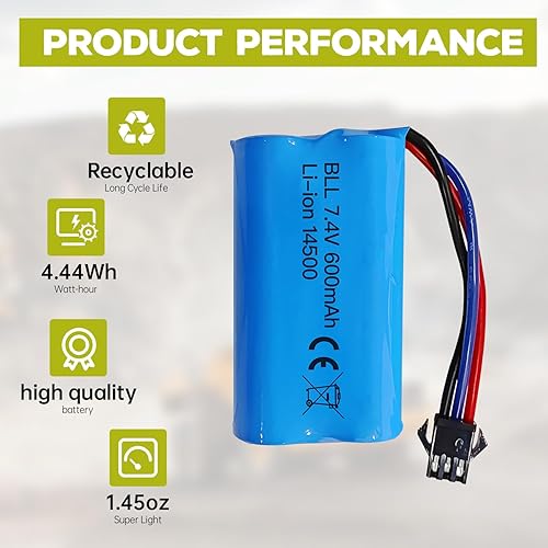 Miniatura 4 de Fytoo 2 unids 7.4 V 600 mAh 2S batería de iones de litio con enchufe SM-3P con 2 unids cable de carga USB para DE82 TK3086B G20601 RC juguete RC