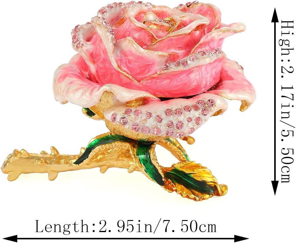 QIFU Decorative Hand Painted Rose Hinged Jewelry Trinket Box Unique Gift Home Decor - Image 5