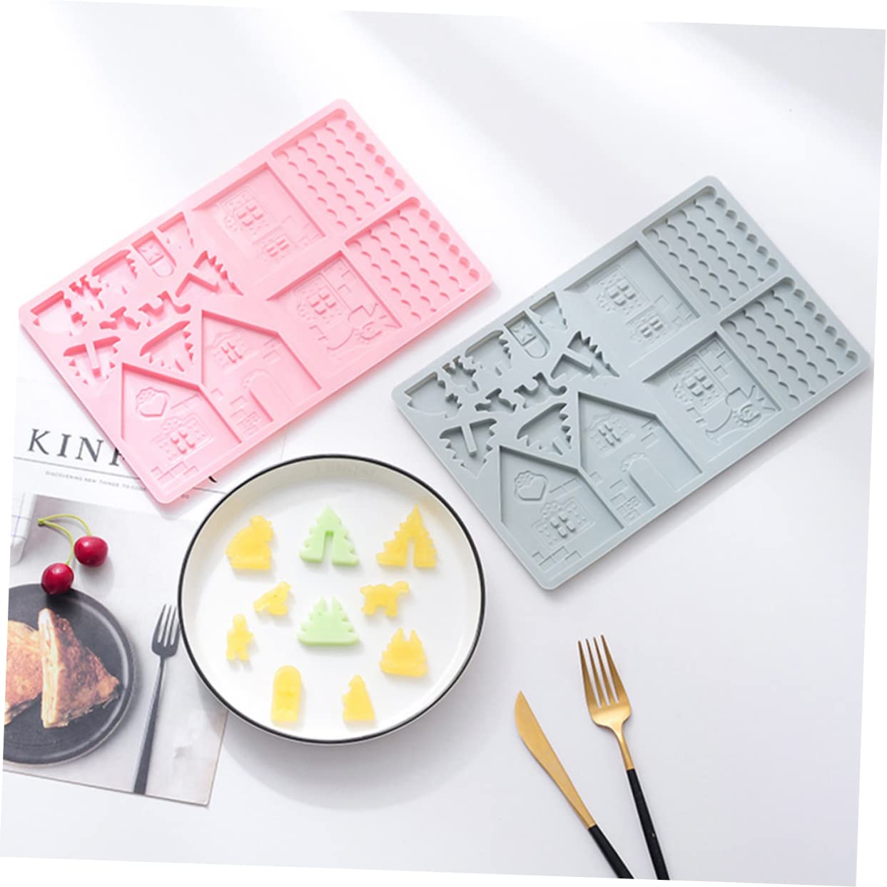Alipis 7 Juegos Herramientas para Hornear Pasteles Forma De Hacer Dulces Molde para Muffins De Navidad Barra Xmas Cortadores De Galletas Molde De Silicona para Galletas Blue 2 Piezas * 7