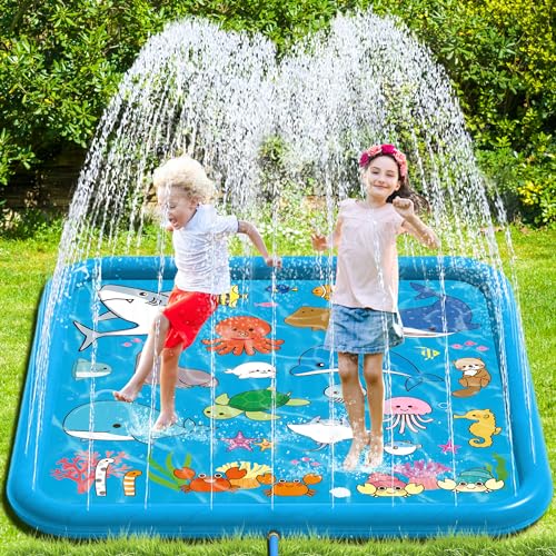 Chennyfun Kids Splash Pad 68 Sprinkler & Splash Play Mat