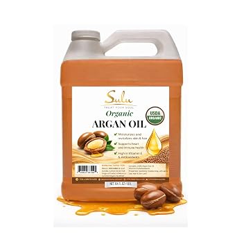 100% Pure Organic Cold Pressed Unrefined Virgin Moroccan Argan Oil 64 fl.oz-Unroasted Moroccan Nut Oil-Skin Care-Hair Care-Bulk Size