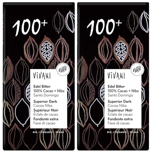 無添加 ViVANIオーガニック スペリアダークチョコレート(100%+)80g×2個 ★ネコポス ★砂糖不使用★有機カカオ100%チョコレートにカカオニブを練り込んだ・乳化剤不使用