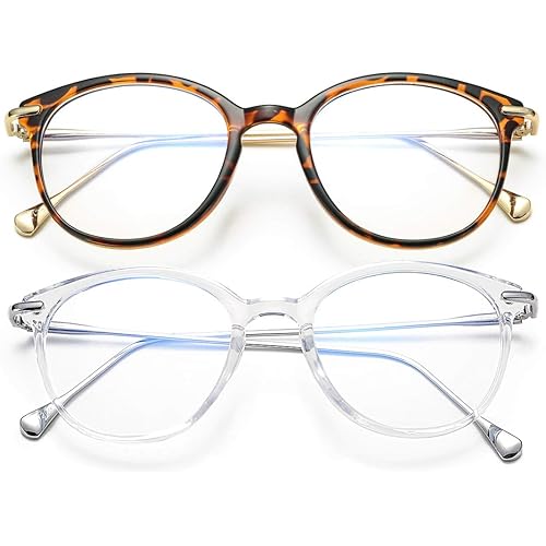 COASION Blue Light Blocking Glasses for Women Vintage Round Anti Blue Ray Computer Game Eyeglasses Small Face