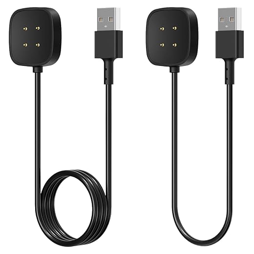 2 Pack Charger Cable Compatible with Fitbit Sense/Sense 2/Versa 4/Versa 3 & for Google Pixel Watch 3/2, USB Charging Cord Stand Replacement for Smartwatch Accessories Power Cable(3.3/1ft)