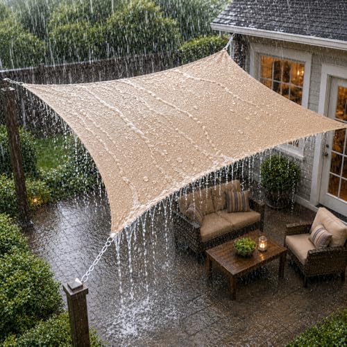 5-x-6-Beige-Rectangle-Waterproof-Shade-Sail-98-UV-Block 5' x 6' Beige Rectangle Waterproof Shade Sail 98% UV Block - Image 1