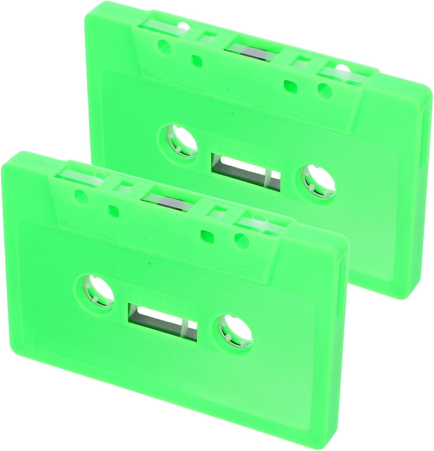 2pcs Retro Blank Cassette Tape Storage Box, Empty Audio Tape Organizer Holder in Light Green for Household Media Storage and Bookshelf Display