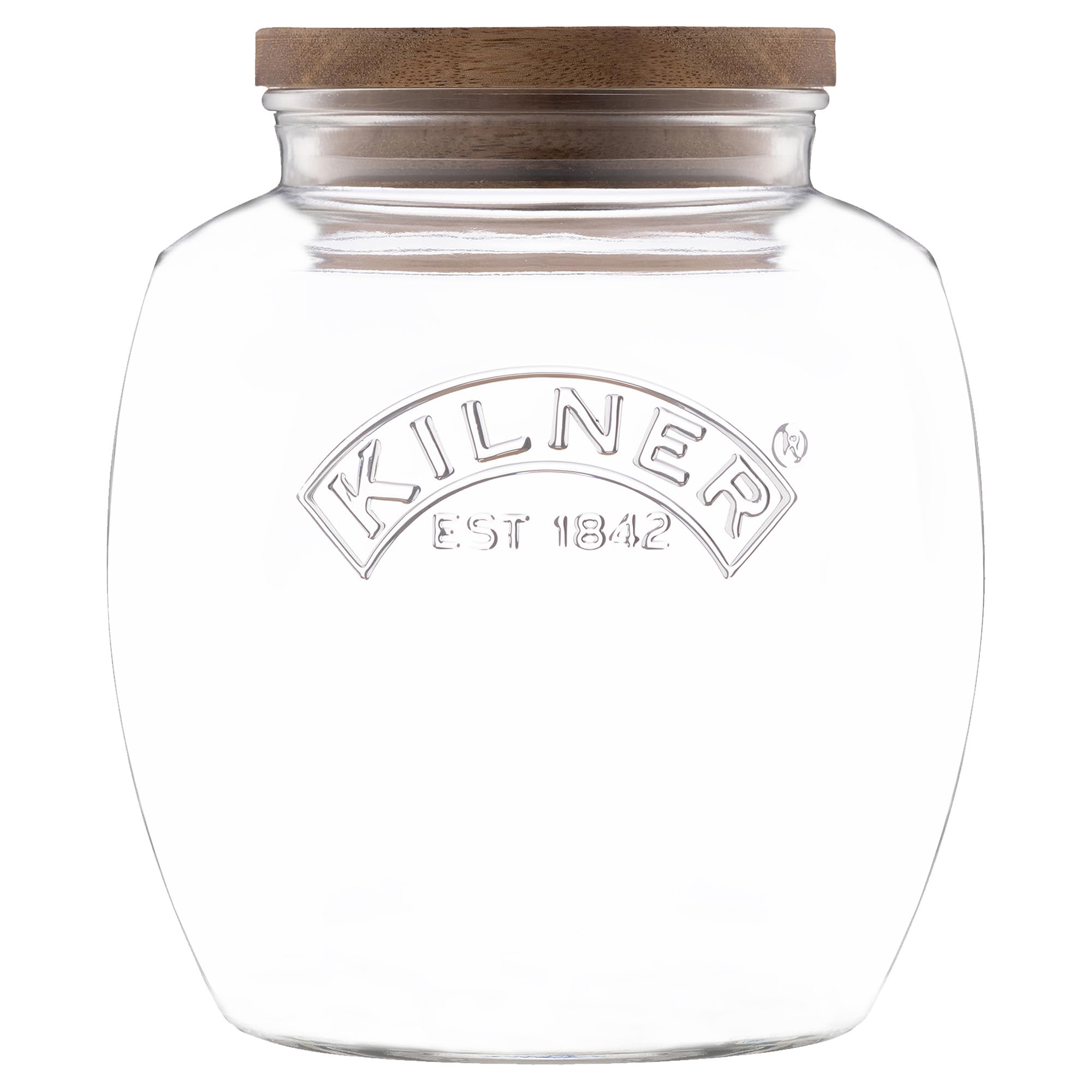 Kilner Barattolo in vetro da 4 litri, coperchio in legno di acacia