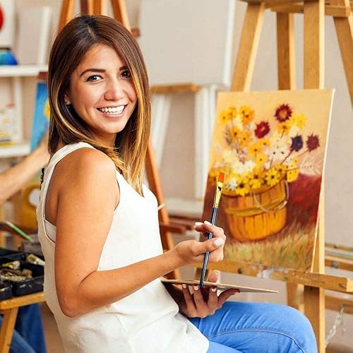 Miniatura 62 de BOSOBO Juego de 6 pinceles de pintura, 60 pinceles de punta redonda puntiaguda, pinceles de nailon para artistas del cabello acrílicos para aceite