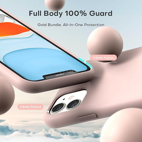 Miniatura 3 de TOCOL - Funda 5 en 1 para iPhone 11, con 2 protectores de pantalla + 2 protectores de lente de cámara, funda delgada de silicona líquida a prueba de