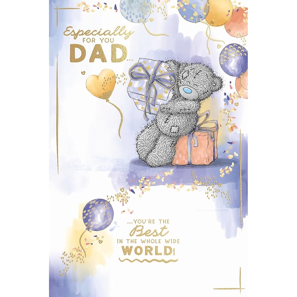 Me To You Tatty Teddy 'Best Dad In The World' Luxury Gold Foiled Valentine's Card, 6 x 9 Inches - Official Collection