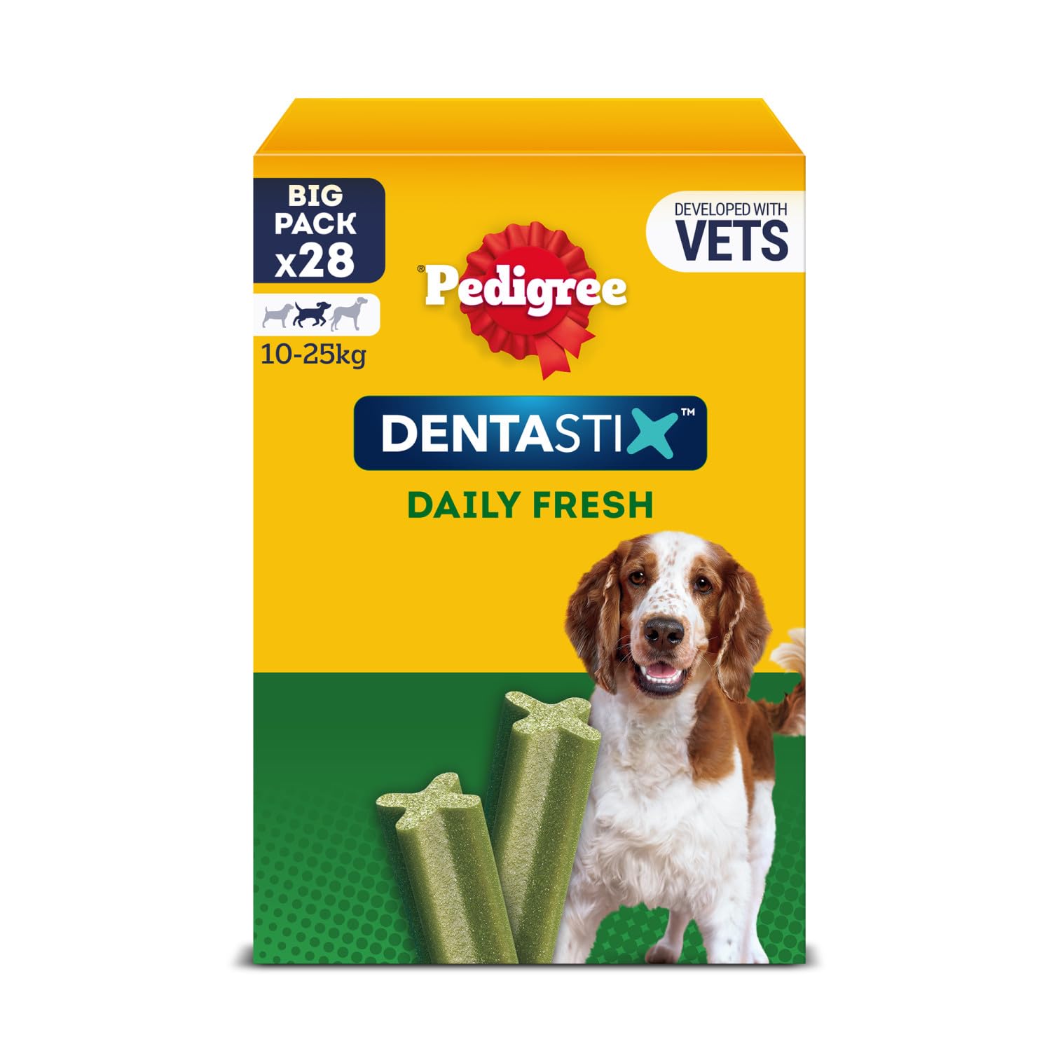 PEDIGREE DENTASTIX Fresh - Dental Dog Chews - Medium Dogs 10-25kg - 4 x 28 Sticks - Megapack of Dog Dental Sticks