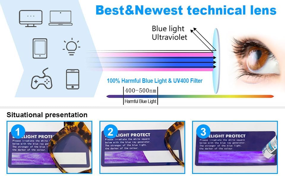 Women's Oversized Reading Glass 3 Pack Blue Light Filtering Retro Glasses Square Big Frame Eyewear Coloured Glaze 2.5 x image 6 of 7 B0CDZV6BN5