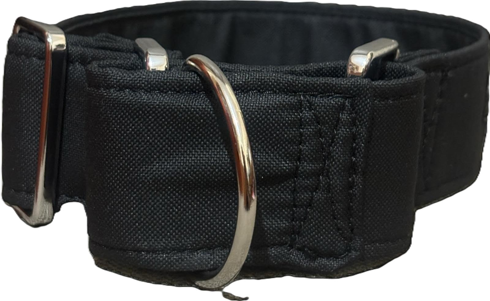 collare Martingala per cani idrorepellente-handmade-Martingala Khan (nero, L 40cm-55cm)