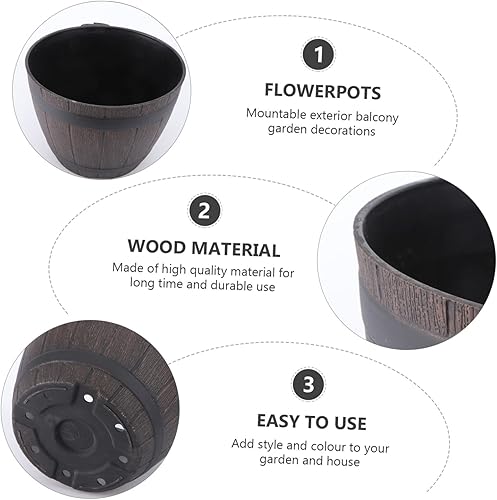 Miniatura 3 de Yardwe 2 piezas de flores al aire libre suculentas macetas macetas de madera al aire libre plantador de madera al aire libre Bonsái Pot imitación