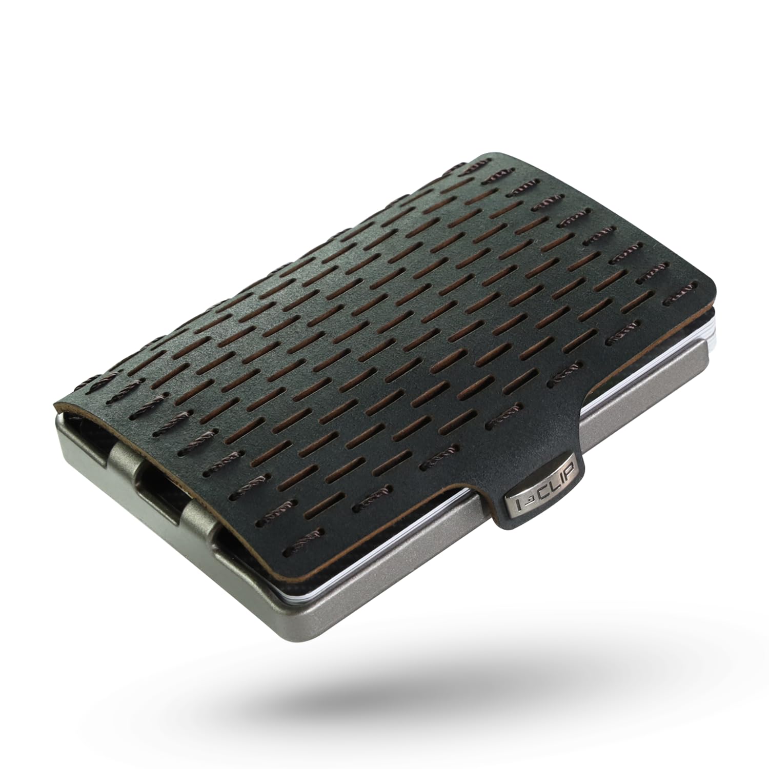 I-CLIP Original Wallet with very flexible Key- & Coinpouch - Leather Wallet - Wallet with Moneyclip - Slim Wallet - Silver Black