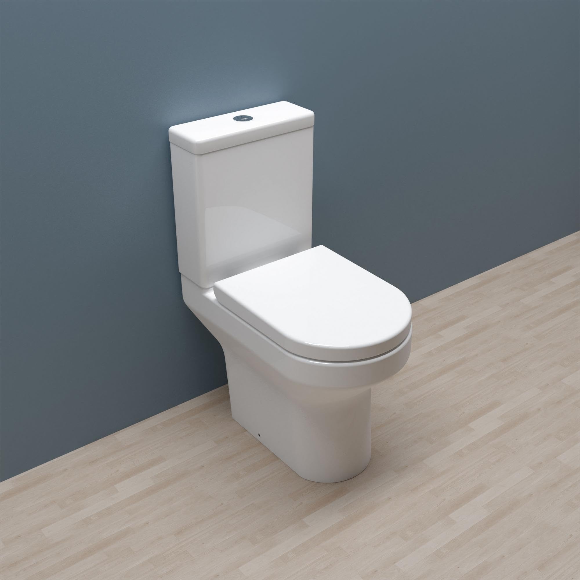 Bathroom Rimless Round Close Coupled Toilet Pan Soft Close Seat Cistern WC