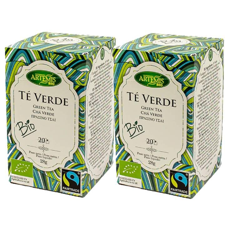 Pack 2 x Té Verde Artemis Bio 20 filtros (40 filtros) – Té verde ecológico en bolsitas, sabor suave y vegetal, ideal para el día a día, fácil preparación, formato práctico