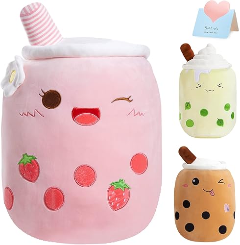 Miniatura 7 de Athoinsu Almohada de taza de té de burbujas iluminada, peluche Kawaii grande de 15 pulgadas con luces LED, almohadas brillantes lindas y esponjosas