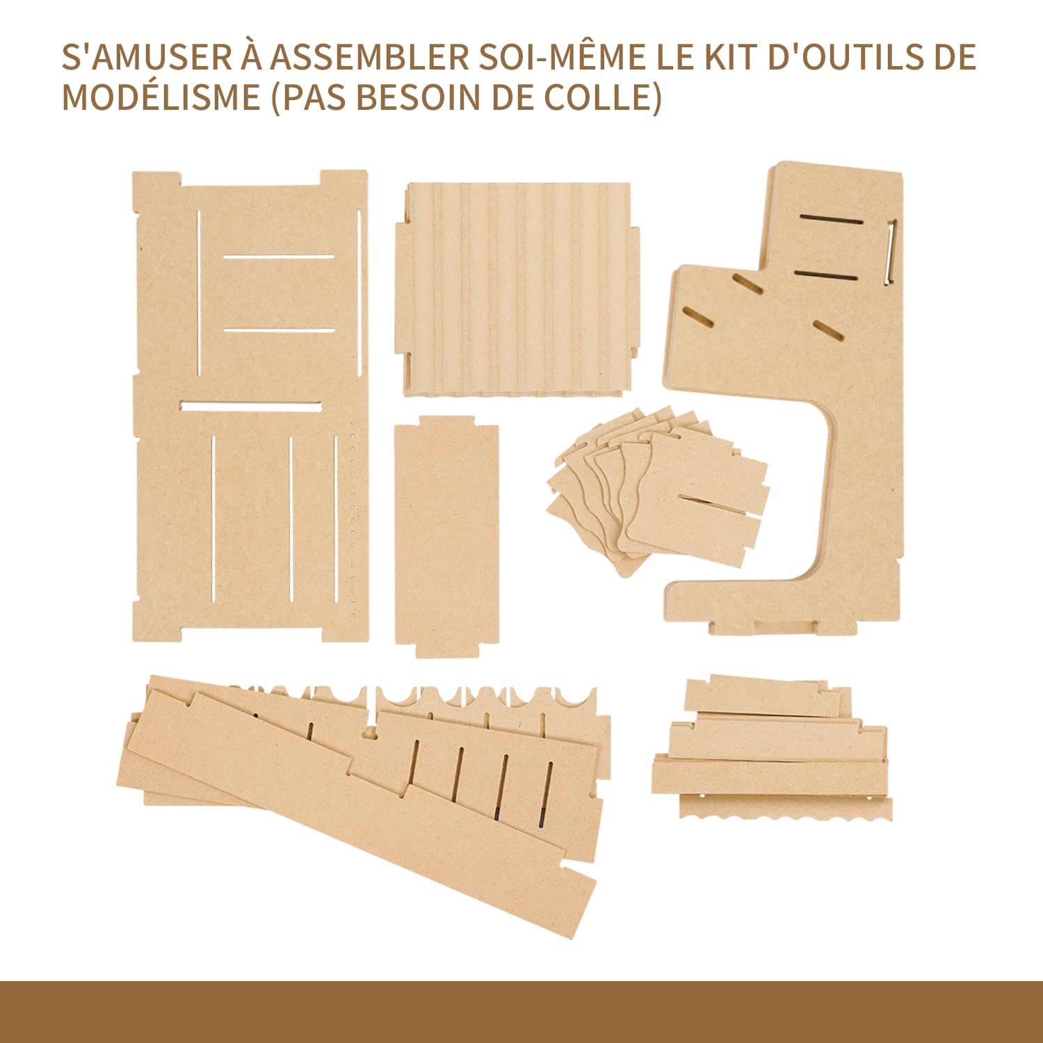 Rack d'organisation pour kit de modélisme en bois avec matériau MDF, support de peinture, support de tournevis/pinceau, pour peintures et outils Tamiya, GK1