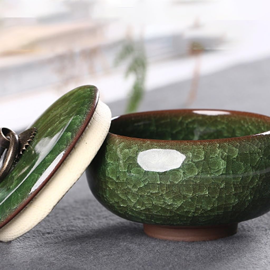 Juego De Té Lata de té con glaseado de Grietas de Hielo, Lata de té de Arena púrpura de cerámica, Mini Lata de Almacenamiento de té, Lata de té a Prueba de Humedad Tarro para Guardar Té(B)