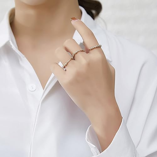 Miniatura 2 de Anillo de oro y plata para mujer, anillos antiansiedad para mujer, anillos para aliviar la ansiedad, tamaño 5-10 cuentas, anillo de ansiedad para