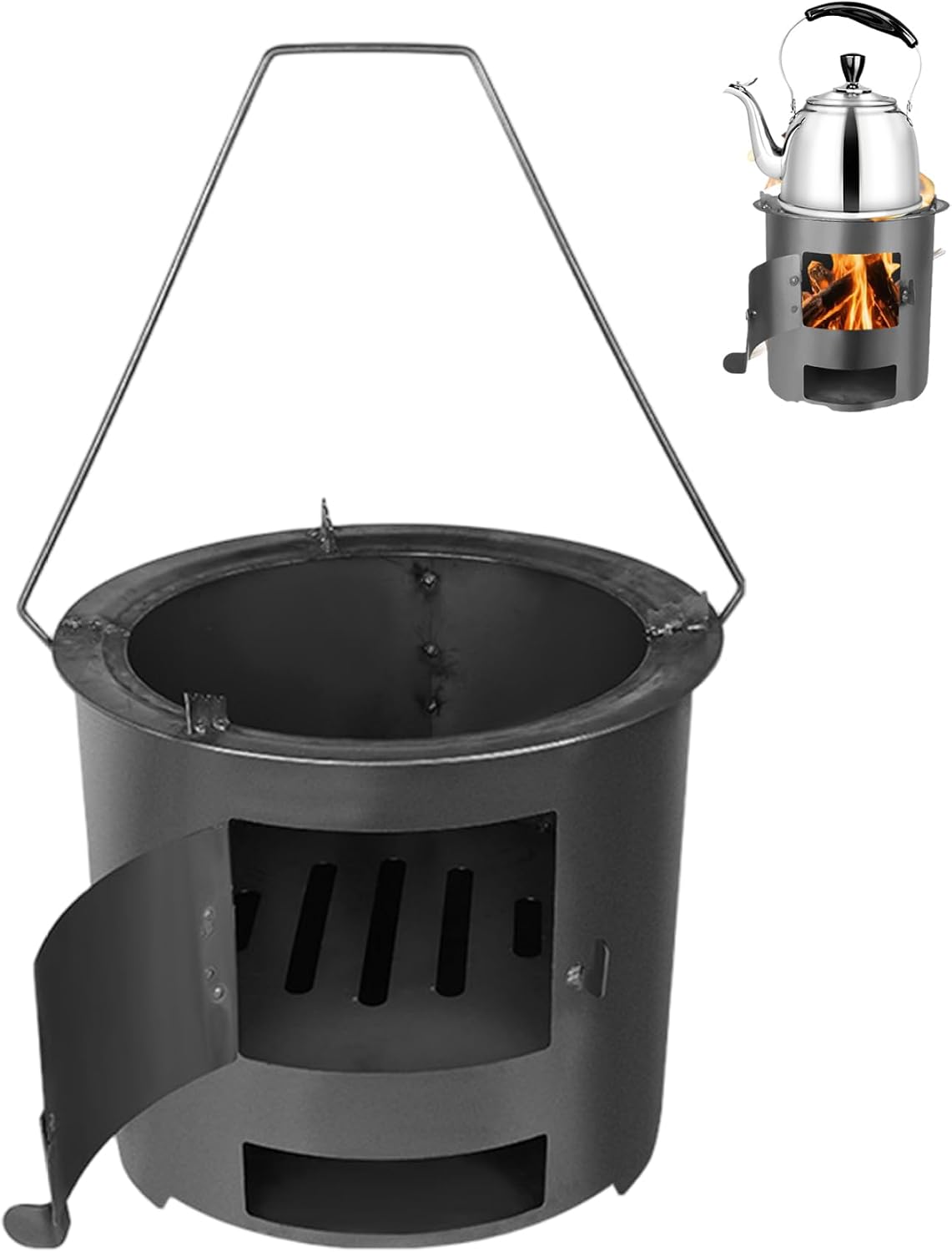 Tabletop Fire Pit, Portable Tabletop Fire Pit with Large Opening, Low Smoke Camping Stove Fueled by Pellets or Wood for Outdoor/Patio..