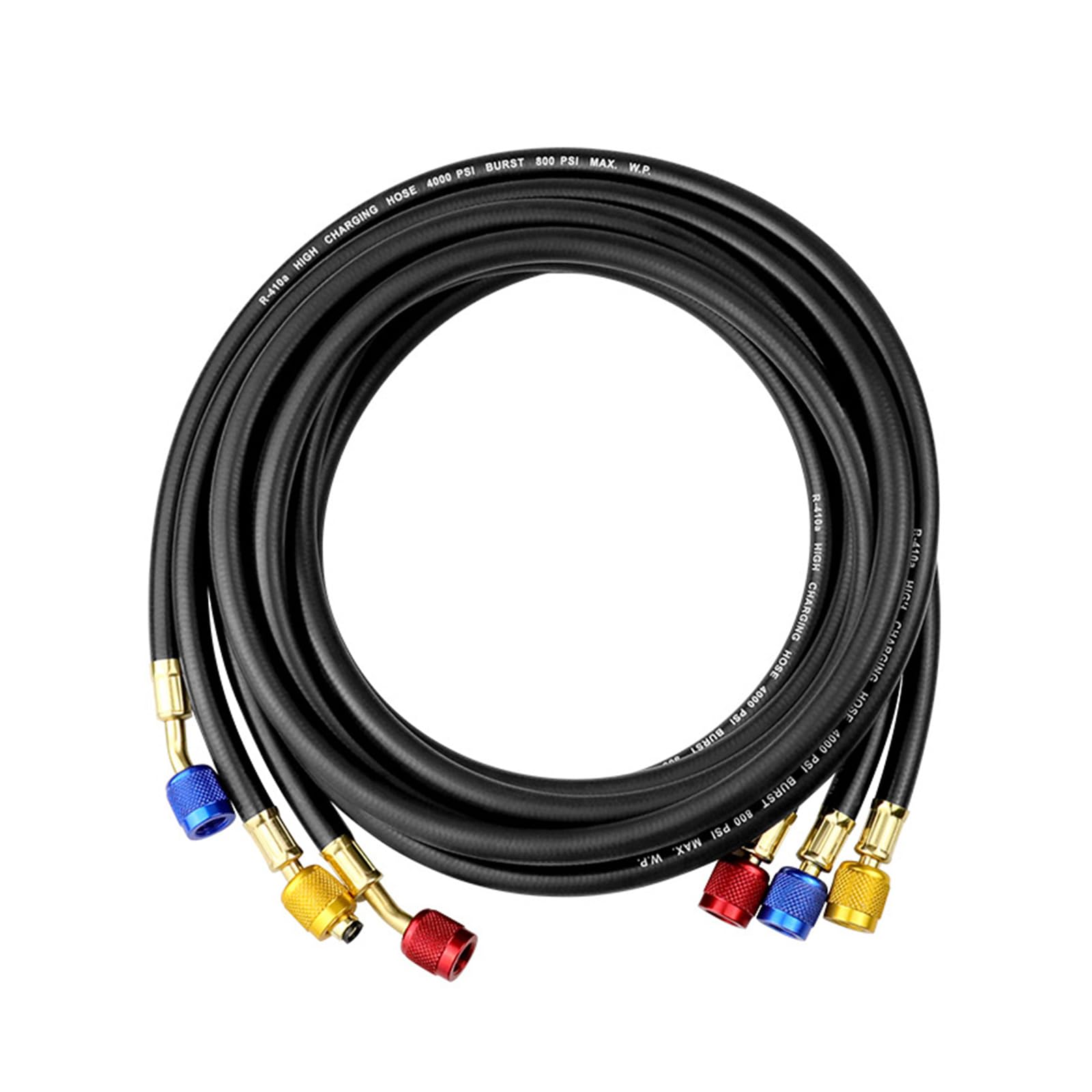 Hdoytxxm 1.80M Rubber Hvac Manifolds Gauges Hose, 3Pieces With Brass Fittings For Hvac R502 Refrigerants Charging Hoses