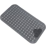 Baignoire Tapis de douche Tapis de bain Non-dérapant Tapis de baignoire avec ventouses Tapis de bains pour baignoire 28" X 16" Lavable en machine (Gray)