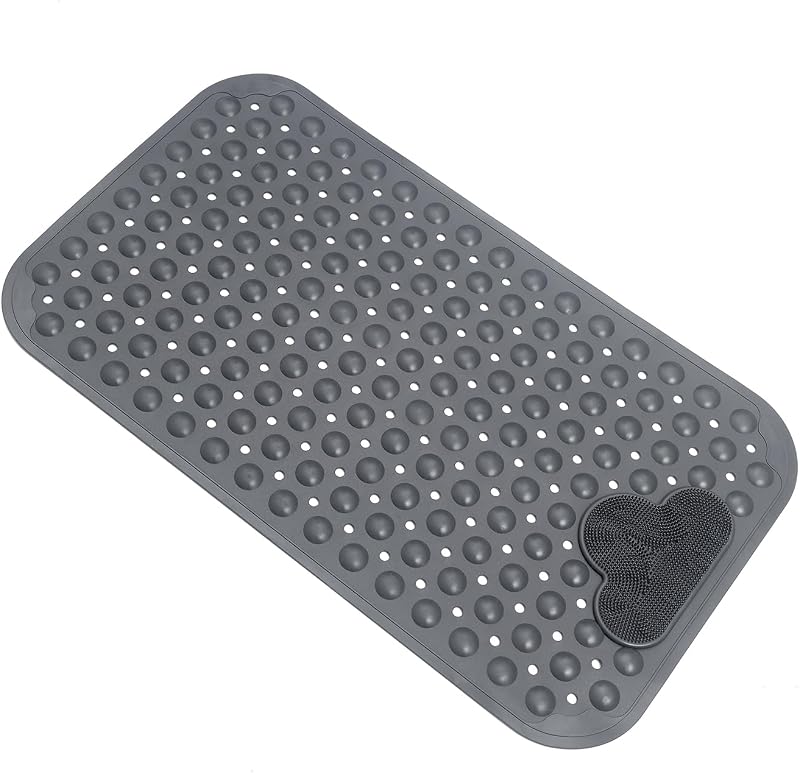 Bath Tub Mat Shower Mat Non Slip Bathtub Mats with Suction Cups Bath Mat for Tub Bathroom Mats 28" X 16" Machine Washable (Gray)