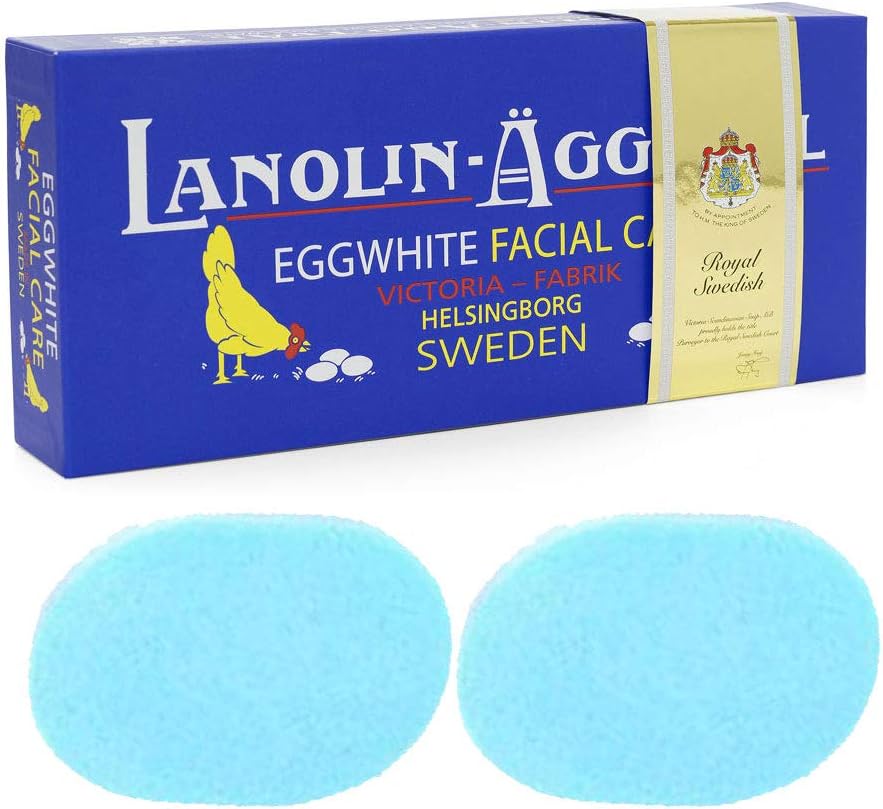 Victoria Scandinavian Soap ABOriginal Sweden Egg Facial Care with Lanolin & Rose Water 50g x 6 with Cleansing Sponge 2-CT