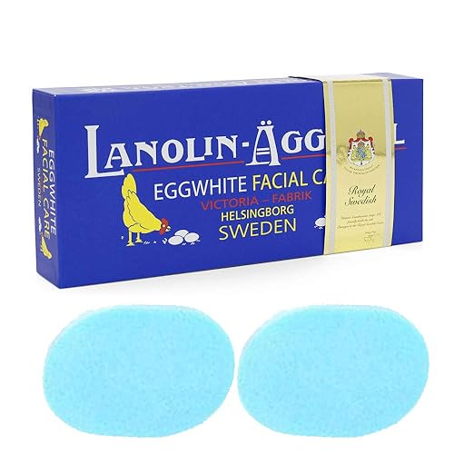 Victoria Original Sweden Egg Facial Care con lanolina y agua de rosas 1.76 oz x 6 con esponja limpiadora 2 CT