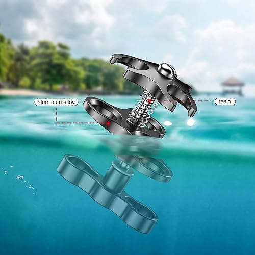 Miniatura 79 de Seafrogs - Brazo de cámara de buceo subacuático de 1 pulgada, abrazadera de bola submarina estándar negra para sistema de luz de fotografía