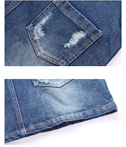 KIDSCOOL SPACE Baby Little Girls Fox Flowers Embroidered Lace Denim Overall Dress3