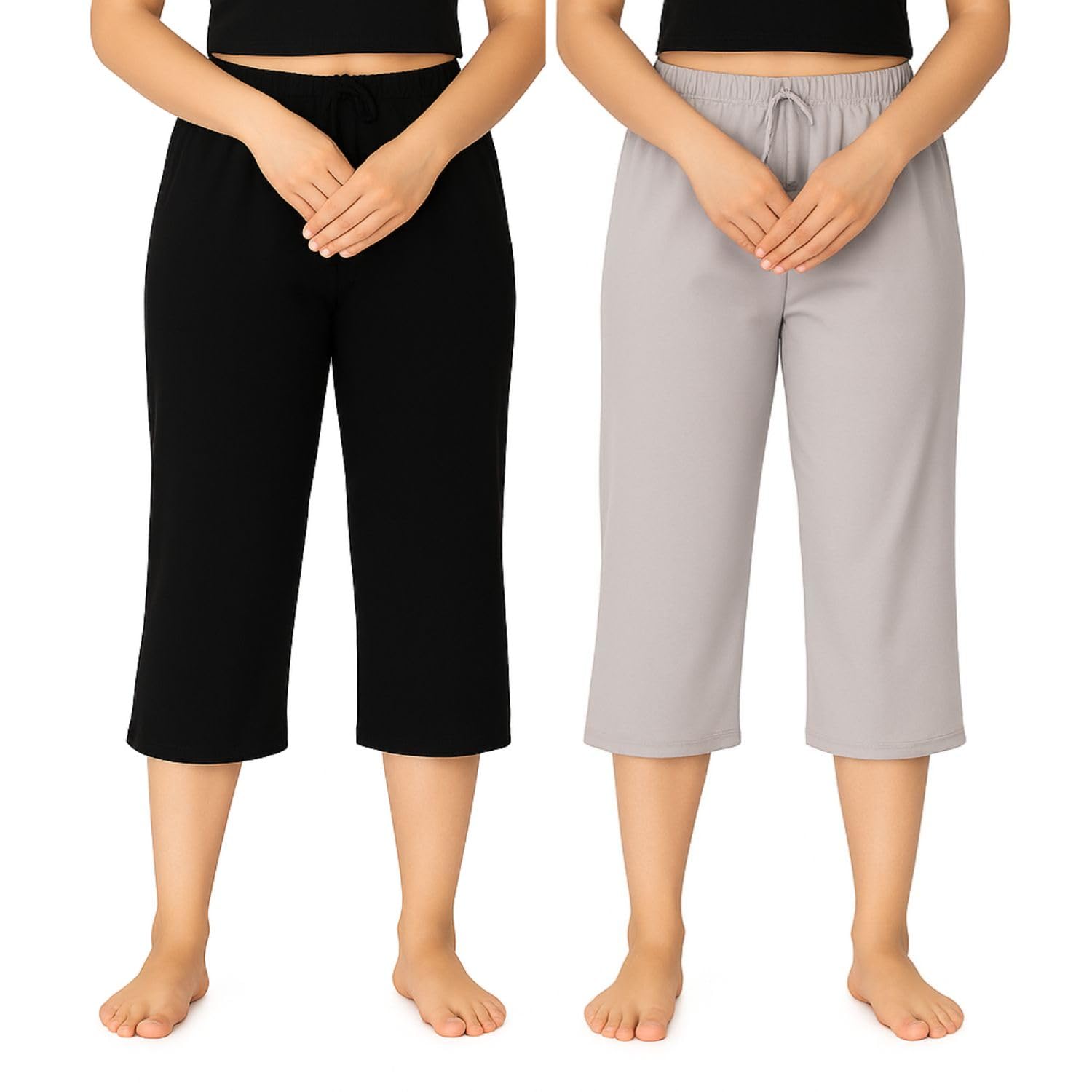 Women's 3/4th Capri, Cotton Capri With Loosefit For Womens Combo Pack Of 2-picture-32