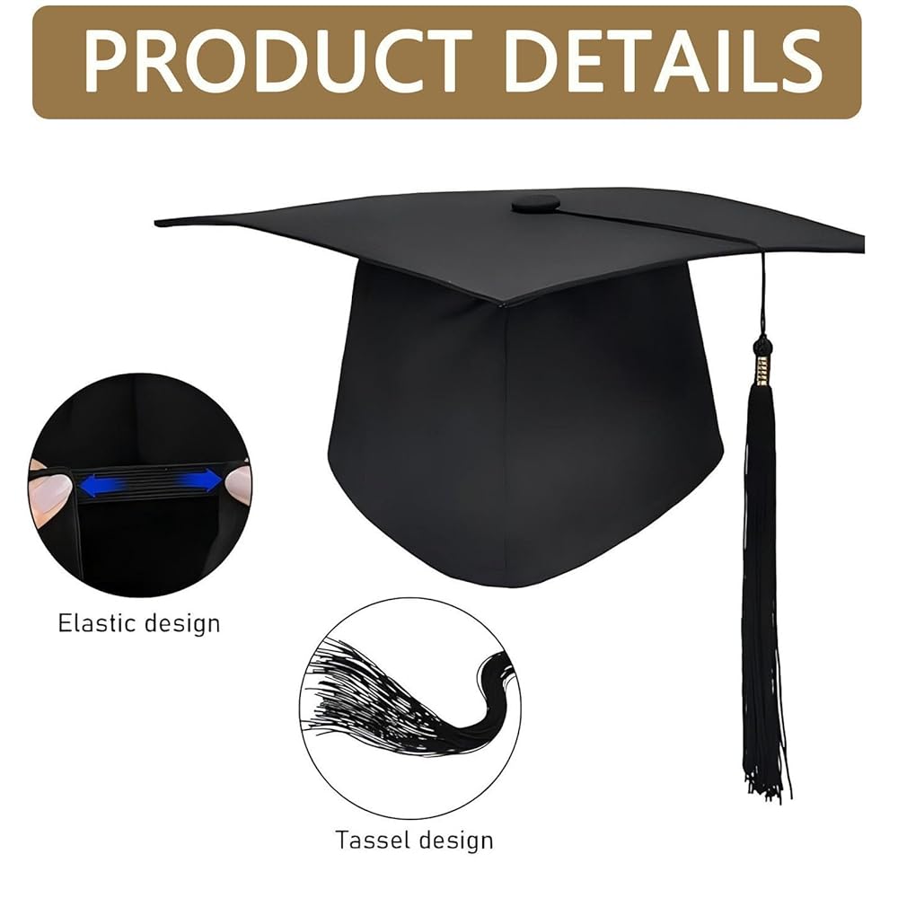 Fascia E Tocco Per Laurea - Sfondo Nero Con Scritta 'I GRADUATED' Dorata, Accessorio Per Feste E Cerimonie - Foto 7