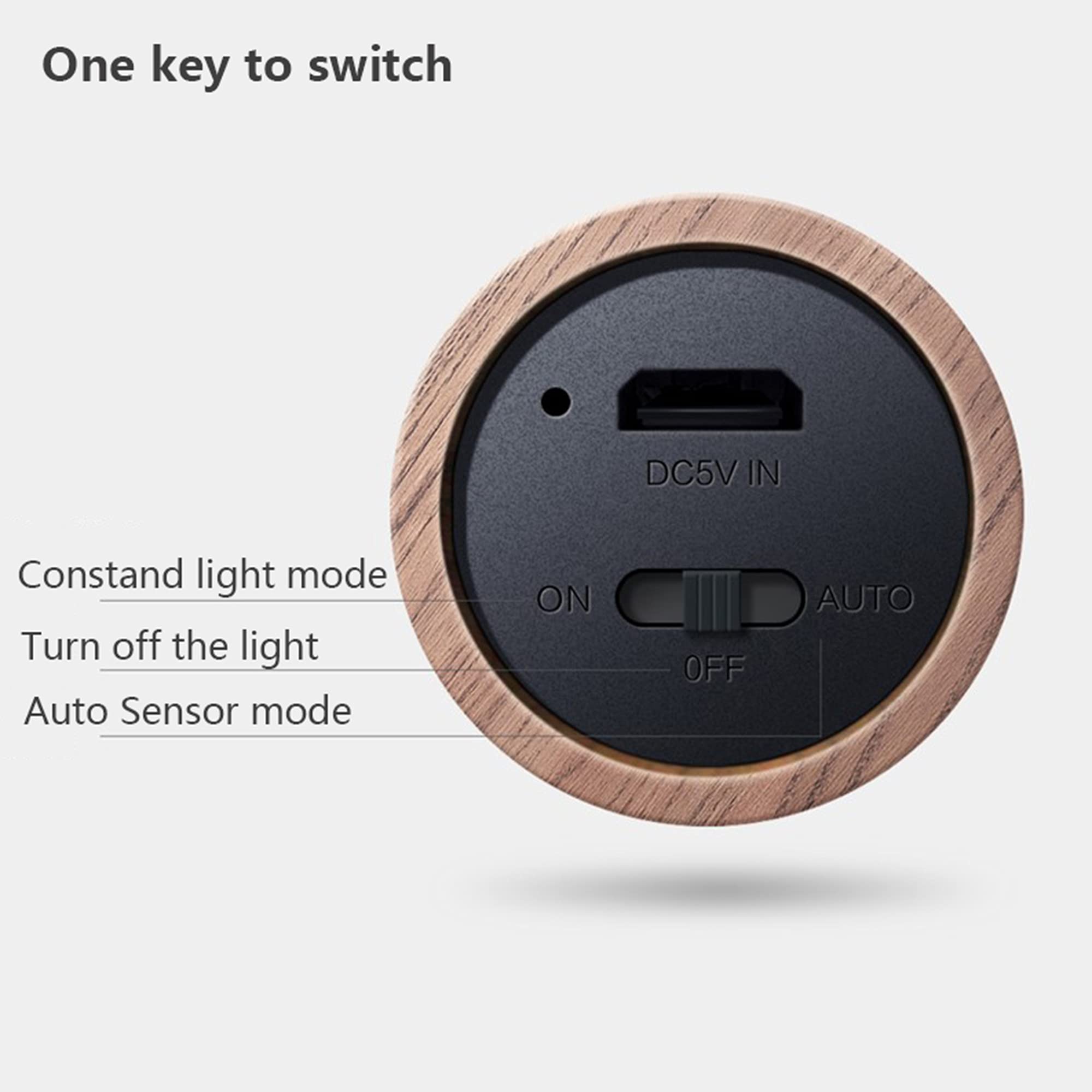 Luce notturna a LED con sensore di movimento, lampada da parete in legno, ricaricabile, portatile, magnetica, a batteria, per bambini, bagno, bagno, armadio, camera da letto, legno di