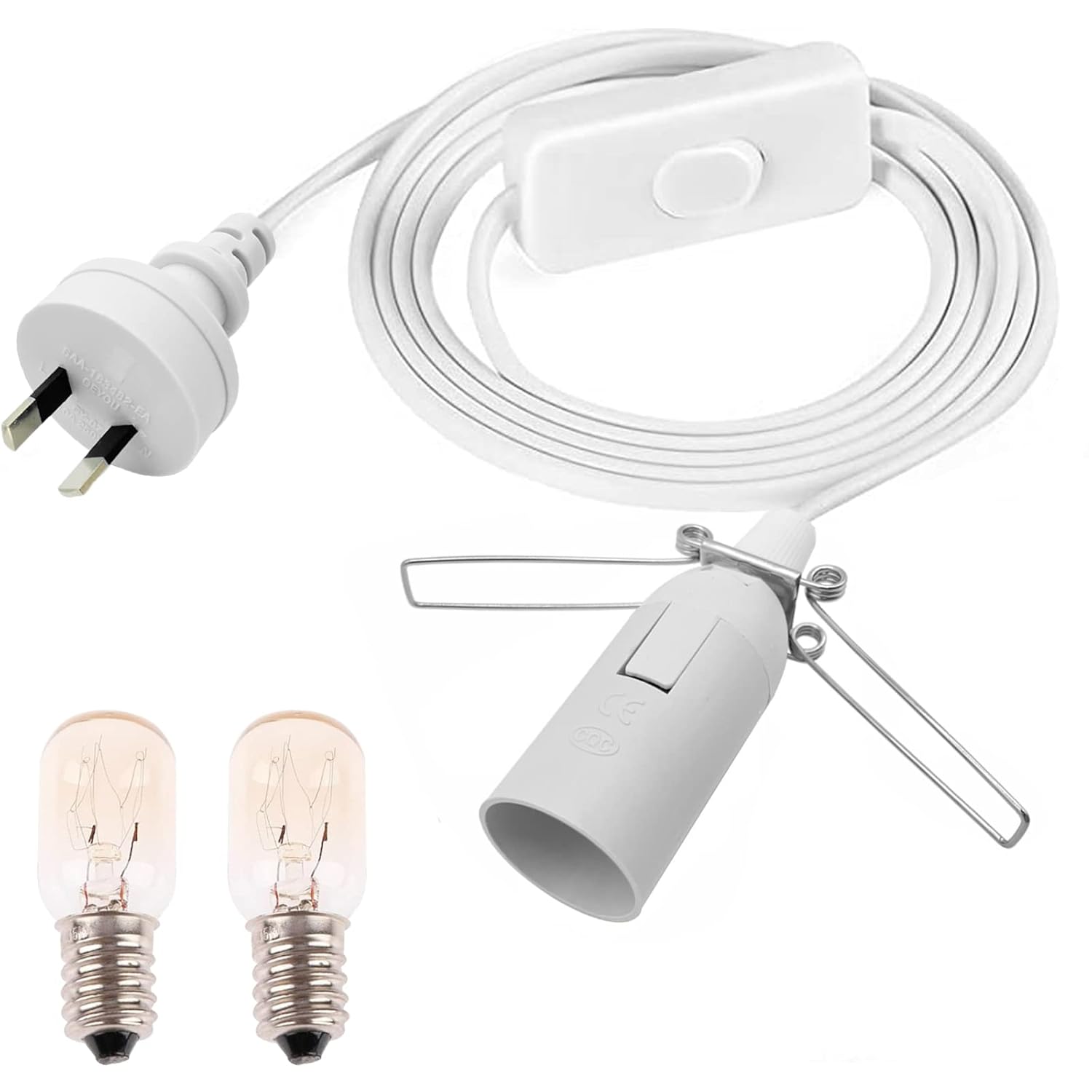 Salt Lamp Power Cord 1.8m Cable with 2 Free E14 Bulbs, Salt Lamp Cord