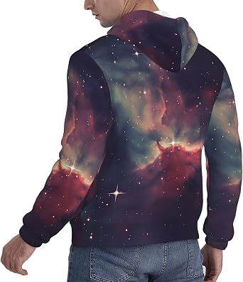 Men's Fleece Pullover Hoodie Long Sleeve Hooded Star Field in Deep Space Sweatshirt Casual Shirts With Pockets