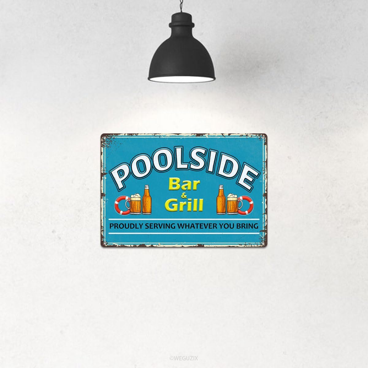 Poolside Bar and Grill Sign Decor Swimming Pool Decorations Outdoor Durable Metal Signs Plaque for Beach Home Bar Pool Deck Backyard Fence Walls 12X8 Inch Aluminium Hanging Plaque image 4