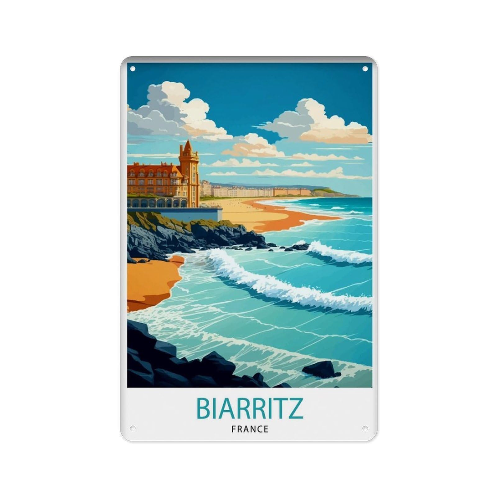 peiyeety Metal Tin Sign Biarritz France Travel Biarritz Decor Biarritz House Residence Decor Biarritz France Travel Poster Gift Biarritz (4) 8 X 12 Inch
