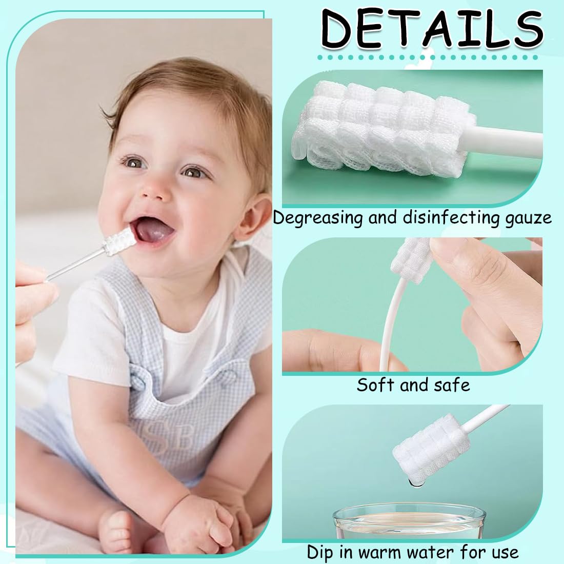 30 Pezzi Pulisci Lingua, Spazzolino Monouso Sterilizzati per Bambini, Baby Mouth Cleaner, Spazzolino da Denti Portatile per Bambini, Spazzolino per Dentini con Setole Morbide