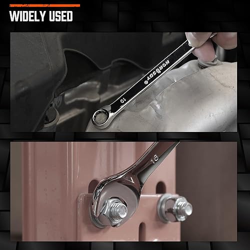 Miniatura 7 de HORUSDY Juego de llaves métricas de 12 piezas, juego de llaves combinadas con organizador, 12 puntos, 0.315 in - 0.748 in, acero al cromo vanadio