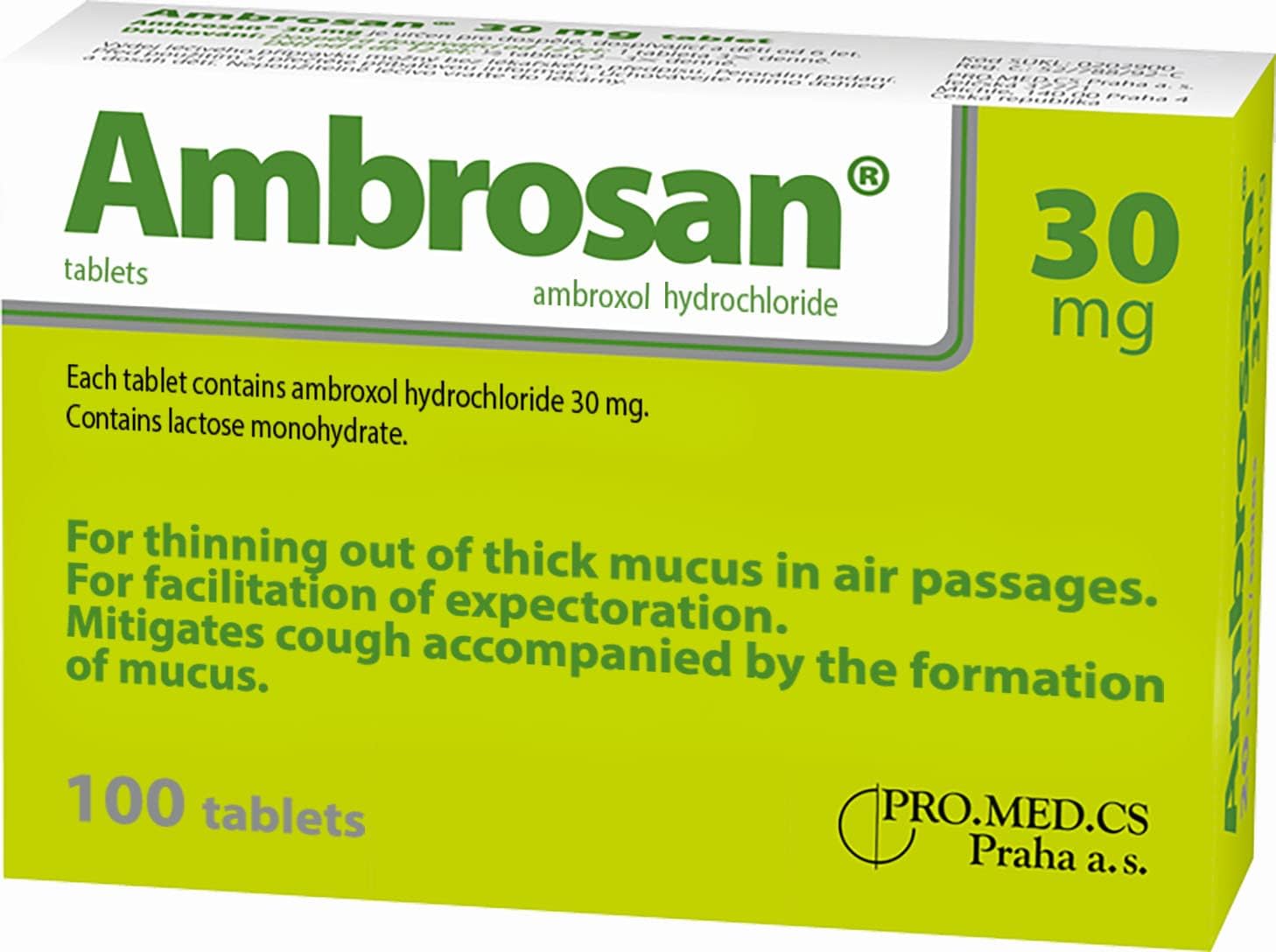 AMBROXOL 30mg, Dry Cough Reliever Tablets, Thins and Loosens Mucus