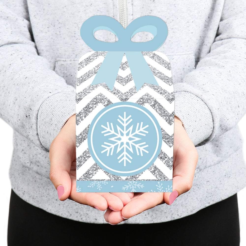 Big Dot of Happiness Winter Wonderland - Square Favor Gift Boxes - Snowflake Holiday Party and Winter Wedding Bow Boxes - Set of 12 - Image 7