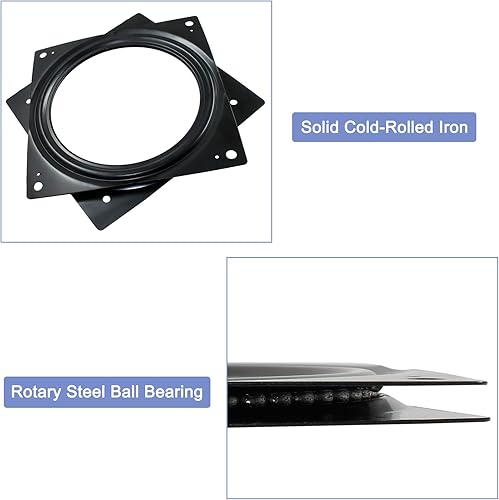 Miniatura 9 de Juego de 4 piezas de 4 pulgadas para tocadiscos cuadrados Lazy Susan, resistente, con rodamiento de bolas de acero, bandeja giratoria para mesa de