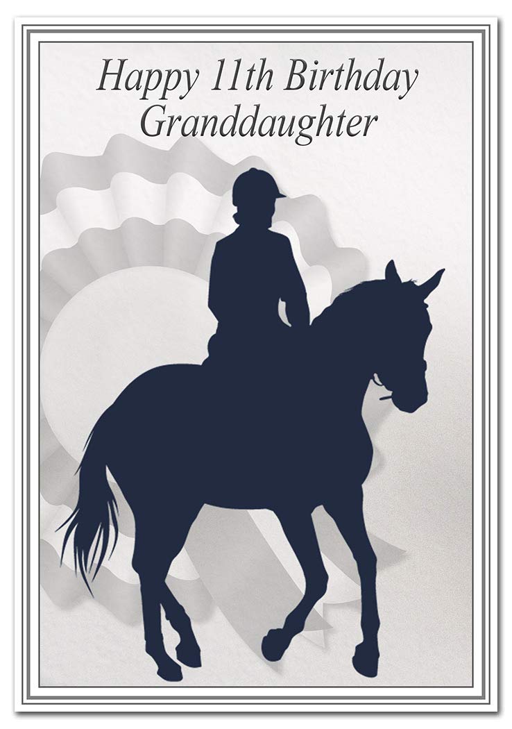 Special 11th Birthday Card Girl - Age Eleven - Unusual Unique 11 Year Old (Granddaughter 11th Bday - Horse Rider Silhouette)