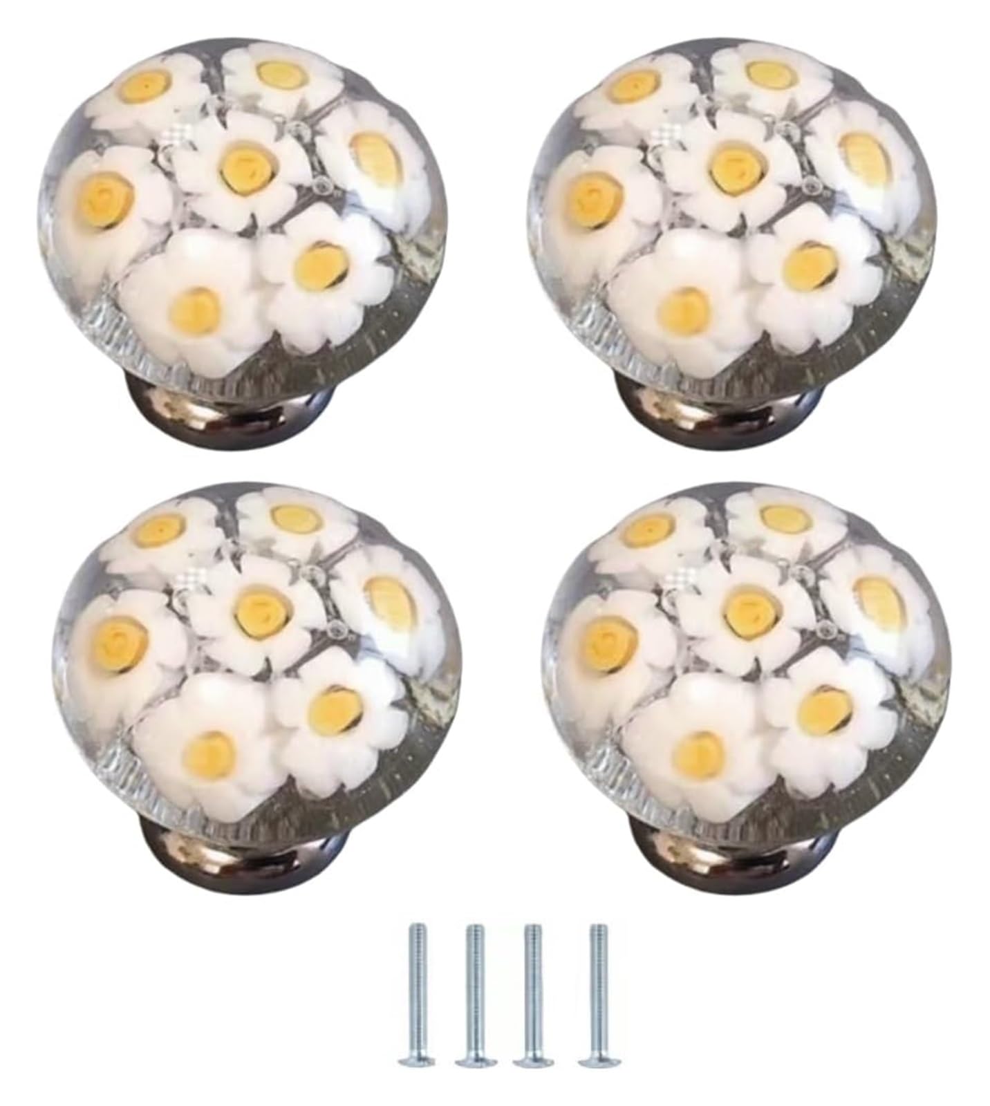 ENmrfvkz Ceramic Cupboard Drawer Handle Knobs, Ceramic Cabinet Knobs Round Flower 4 Pack Glazed Multicolor Multiple Sizes(30 * 37mm)