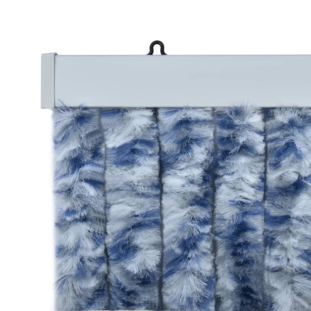 Mosquitera para puerta, se puede quitar en cualquier momento, color azul, blanco y plateado, 56 x 185 cm, chenilla